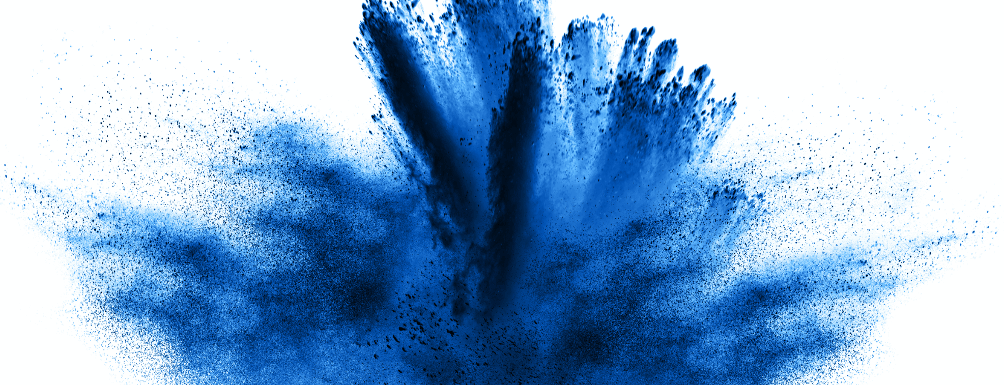 Blue color paint spread over white background